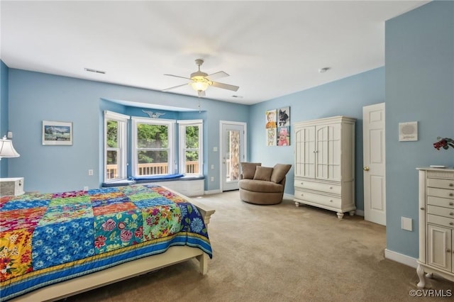 6002 Prospectors Bluff Ln, Mechanicsville, VA 23116 - carpeted bedroom featuring access to outside and a ceiling fan