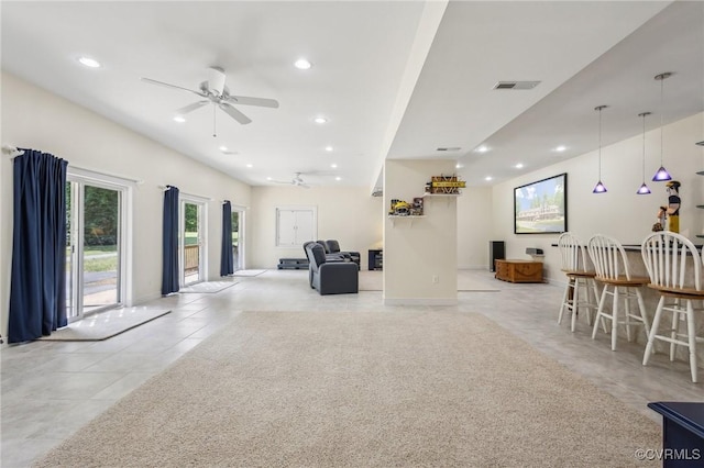 6002 Prospectors Bluff Ln, Mechanicsville, VA 23116 - living area featuring a ceiling fan, recessed lighting, and light tile patterned flooring