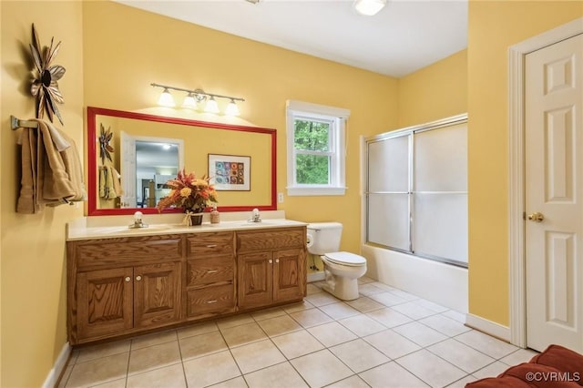 6002 Prospectors Bluff Ln, Mechanicsville, VA 23116 - full bathroom with double vanity, combined bath / shower with glass door, and tile patterned floors