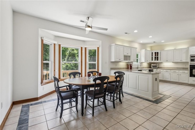 6002 Prospectors Bluff Ln, Mechanicsville, VA 23116 - dining room with ceiling fan, recessed lighting, and light tile patterned floors