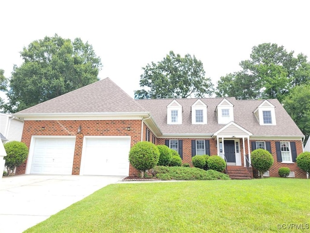 231 White Sand Ct, Colonial Heights, VA 23834 - cape cod home with brick siding, a garage, concrete driveway, and a front yard