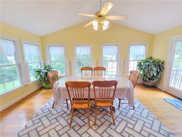 231 White Sand Ct, Colonial Heights, VA 23834 - dining area featuring vaulted ceiling, light wood-style floors, and a ceiling fan