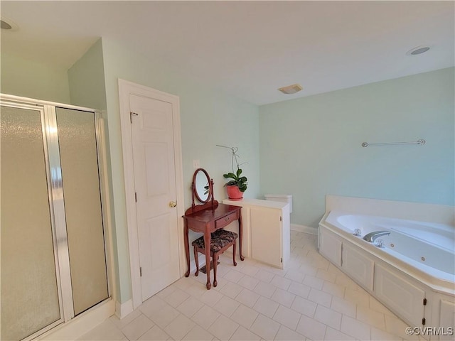 231 White Sand Ct, Colonial Heights, VA 23834 - full bath with a shower stall, a tub with jets, and tile patterned flooring
