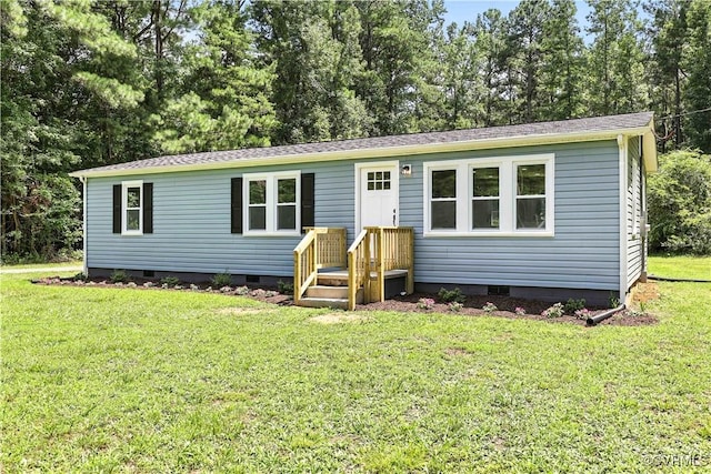 22805 Carson Rd, Carson, VA 23841 - view of front of house featuring crawl space, a front lawn, and view of scattered trees