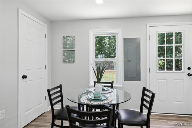 22805 Carson Rd, Carson, VA 23841 - dining area with electric panel, wood finished floors, and recessed lighting