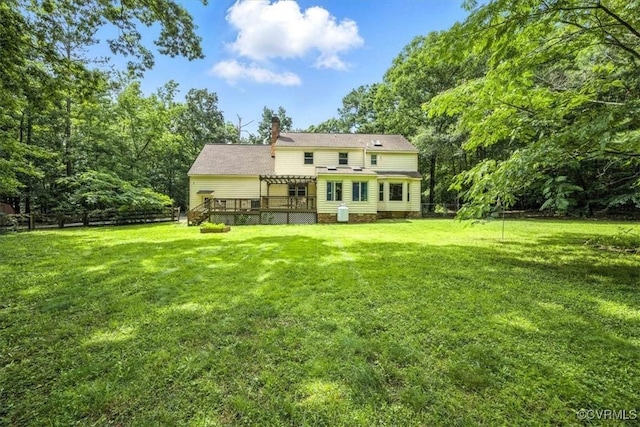 13241 Bailey Bridge Rd, North Chesterfield, VA 23112 - back of house featuring a chimney, a pergola, and a deck