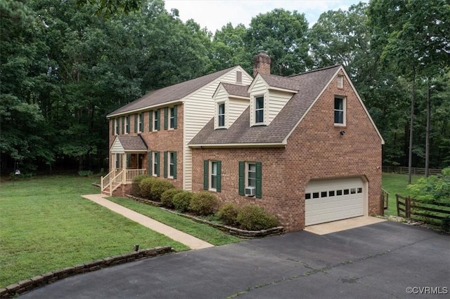 13241 Bailey Bridge Rd, North Chesterfield, VA 23112 - view of front facade with brick siding, driveway, an attached garage, a chimney, and a shingled roof