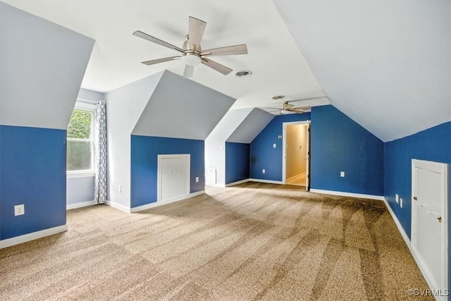 13241 Bailey Bridge Rd, North Chesterfield, VA 23112 - additional living space with a ceiling fan, carpet, and vaulted ceiling