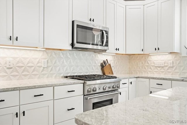 1450 Palmore Rd, Powhatan, VA 23139 - kitchen with stainless steel appliances, white cabinets, and light stone countertops