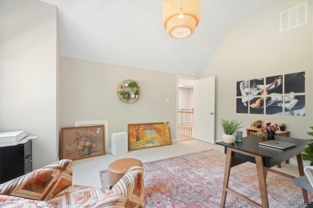 1450 Palmore Rd, Powhatan, VA 23139 - living area featuring carpet floors and lofted ceiling