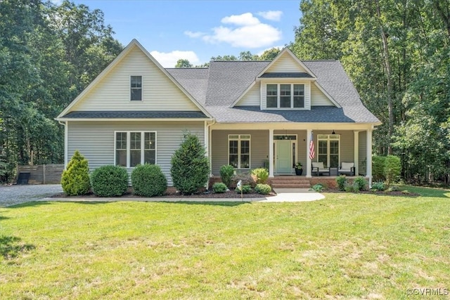 1450 Palmore Rd, Powhatan, VA 23139 - view of front facade featuring a porch, a front lawn, and a shingled roof