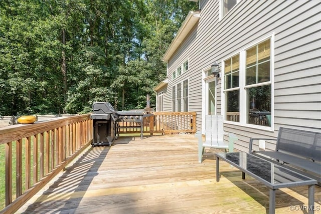 1450 Palmore Rd, Powhatan, VA 23139 - wooden terrace with view of wooded area