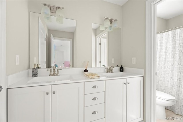 1450 Palmore Rd, Powhatan, VA 23139 - bathroom with double vanity and a shower with curtain