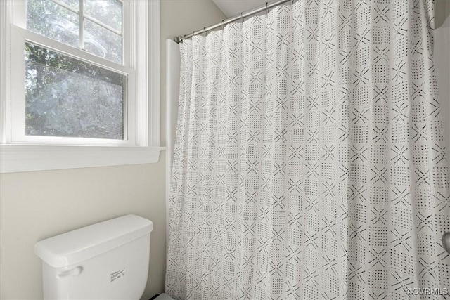1450 Palmore Rd, Powhatan, VA 23139 - bathroom with toilet and a shower with shower curtain