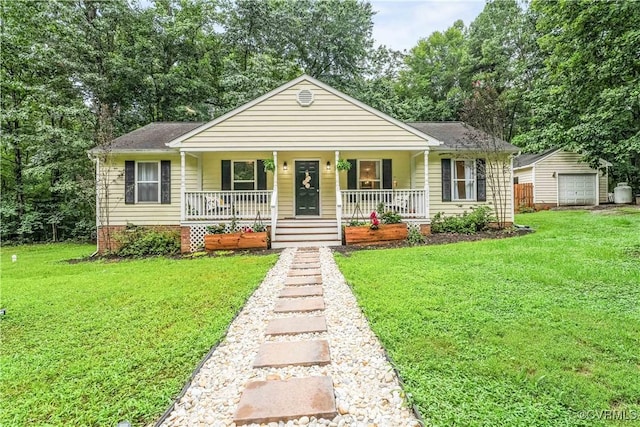 4508 Philips Path, Kents Store, VA 23084 - view of front of property featuring a porch, a front yard, and a shingled roof