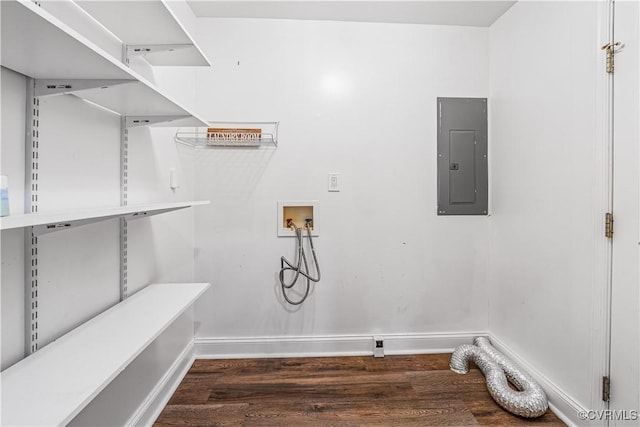 4508 Philips Path, Kents Store, VA 23084 - laundry room with electric panel, hookup for a washing machine, and wood finished floors