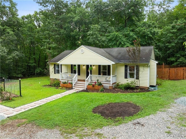 4508 Philips Path, Kents Store, VA 23084 - view of front of home with covered porch, a shingled roof, and crawl space