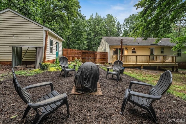 4508 Philips Path, Kents Store, VA 23084 - view of yard with a deck and an outdoor fire pit