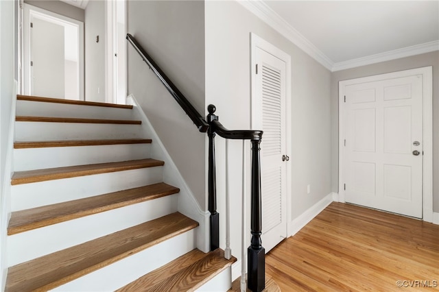 4816 Stornoway Dr, Ampthill, VA 23234 - stairway featuring wood finished floors and ornamental molding