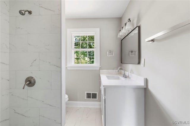 4816 Stornoway Dr, Ampthill, VA 23234 - full bathroom featuring marble look tiles, vanity, and a marble finish shower