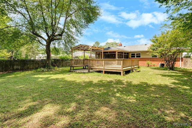 2407 Birchwood Rd, Henrico, VA 23294 - fenced backyard featuring a wooden deck and a pergola
