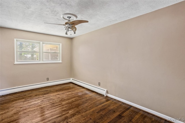2407 Birchwood Rd, Henrico, VA 23294 - unfurnished room featuring wood finished floors, a ceiling fan, a textured ceiling, and a baseboard heating unit