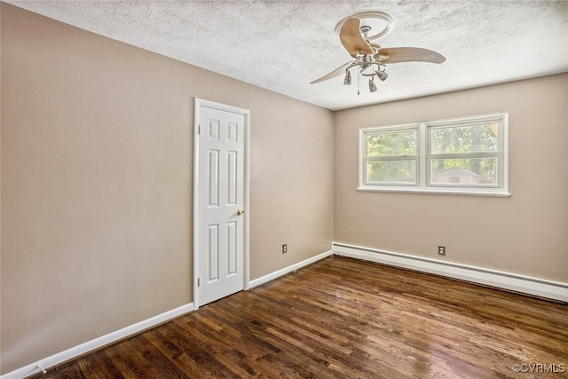 2407 Birchwood Rd, Henrico, VA 23294 - empty room with wood finished floors, a ceiling fan, a baseboard heating unit, and a textured ceiling