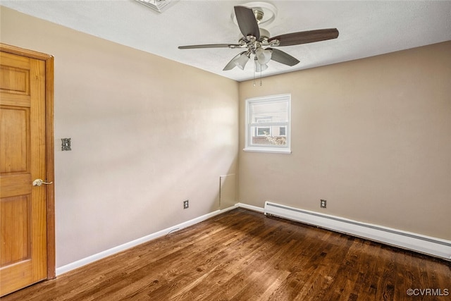 2407 Birchwood Rd, Henrico, VA 23294 - unfurnished room featuring wood finished floors, a ceiling fan, and a baseboard radiator