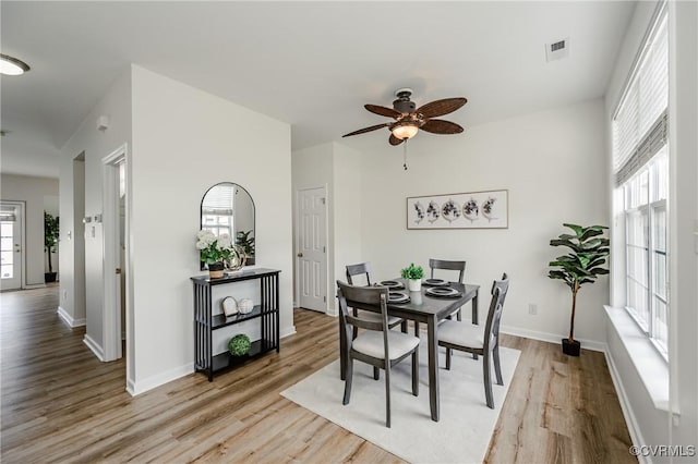 915 Jamerson Ln, Glen Allen, VA 23059 - dining area with light wood-style flooring and ceiling fan
