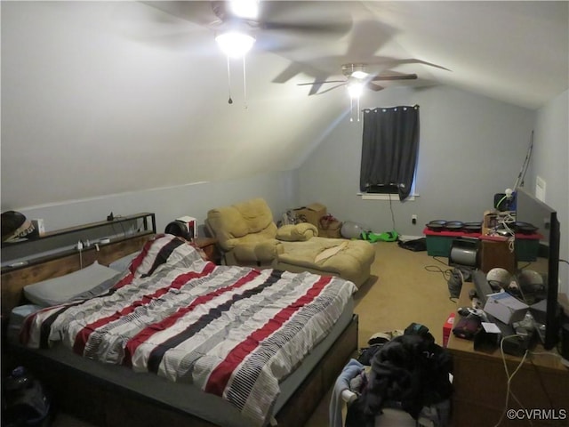 5900 River Rd, South Chesterfield, VA 23803 - carpeted bedroom with vaulted ceiling and a ceiling fan