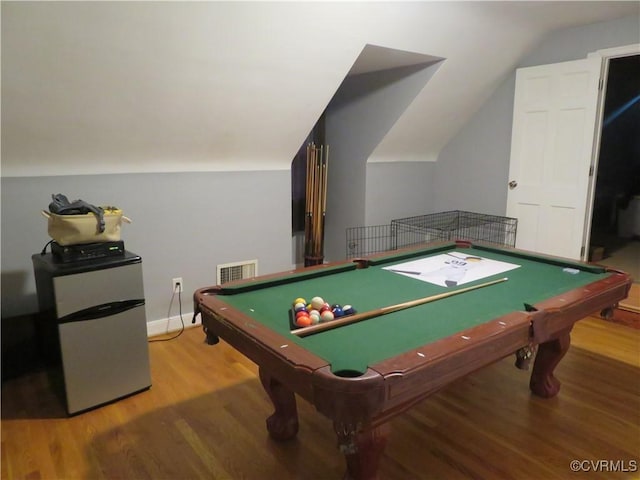 5900 River Rd, South Chesterfield, VA 23803 - recreation room with light wood-type flooring, billiards, and vaulted ceiling