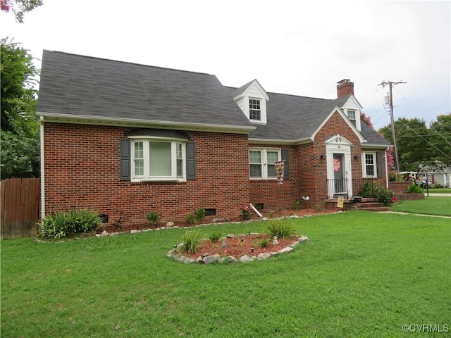 5900 River Rd, South Chesterfield, VA 23803 - cape cod-style house featuring a chimney, brick siding, and roof with shingles