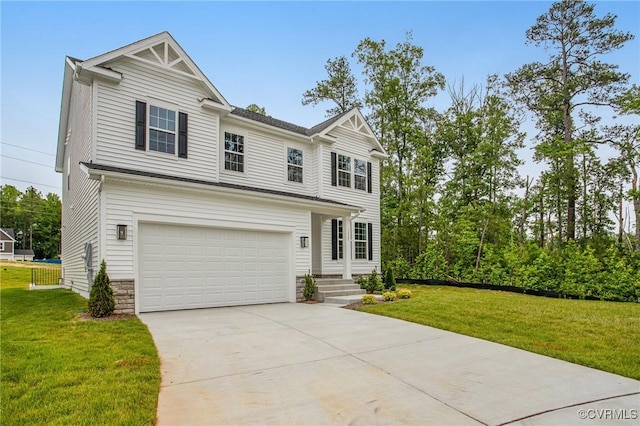 7127 Braxton Ct, Ladysmith, VA 22546 - view of front of property with a garage, concrete driveway, and a front lawn