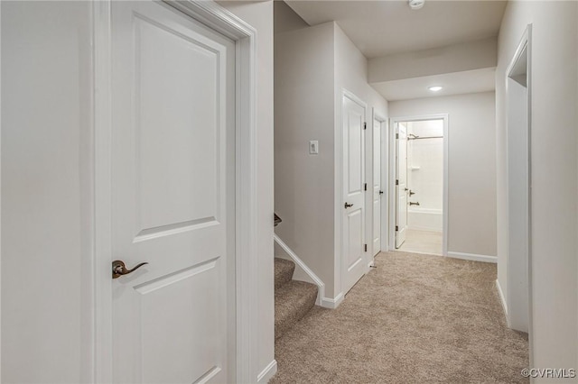 7127 Braxton Ct, Ladysmith, VA 22546 - hallway featuring carpet flooring and stairway