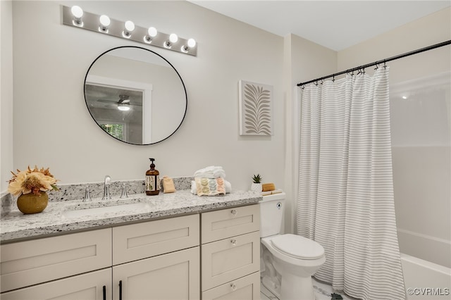 407 S 19th Ave, Hopewell, VA 23860 - full bathroom with vanity, shower / tub combo with curtain, and a ceiling fan