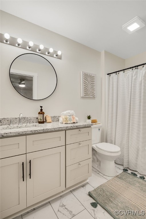 407 S 19th Ave, Hopewell, VA 23860 - full bath featuring marble look tiles, vanity, and a shower with curtain
