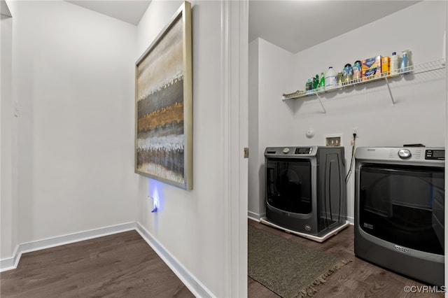10109 Hollythorne Ln, Mechanicsville, VA 23116 - laundry area featuring separate washer and dryer and dark wood-type flooring