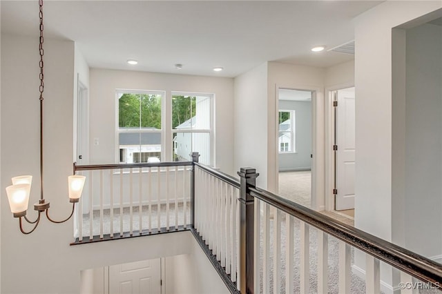 7107 Braxton Ct, Ladysmith, VA 22546 - corridor featuring an upstairs landing and recessed lighting