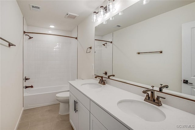 7107 Braxton Ct, Ladysmith, VA 22546 - bathroom with tile patterned flooring, double vanity, and shower / bath combination