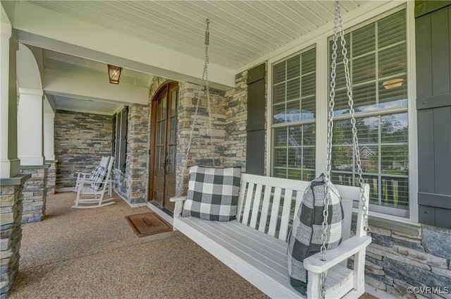 5025 Ellis Meadows Ct, Glen Allen, VA 23059 - property entrance with covered porch and stone siding