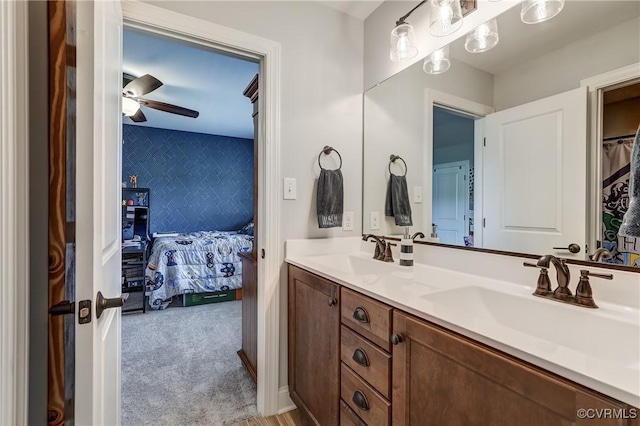 5025 Ellis Meadows Ct, Glen Allen, VA 23059 - ensuite bathroom with double vanity and ceiling fan