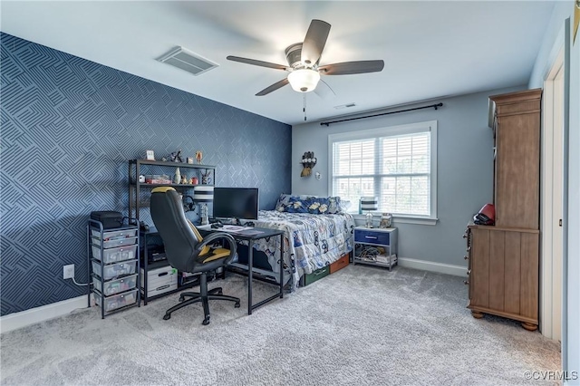 5025 Ellis Meadows Ct, Glen Allen, VA 23059 - home office with a ceiling fan and carpet