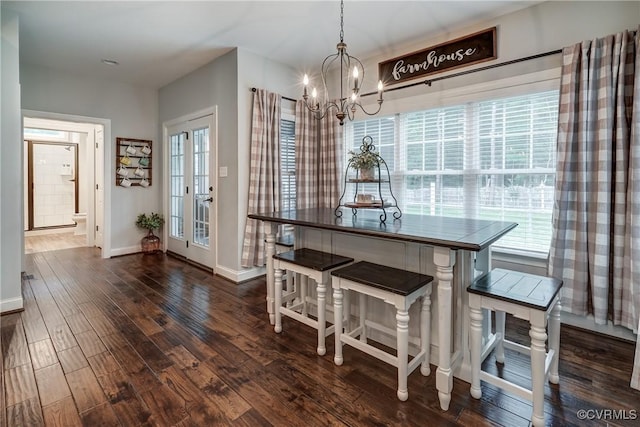 5025 Ellis Meadows Ct, Glen Allen, VA 23059 - dining room featuring a chandelier and dark wood finished floors