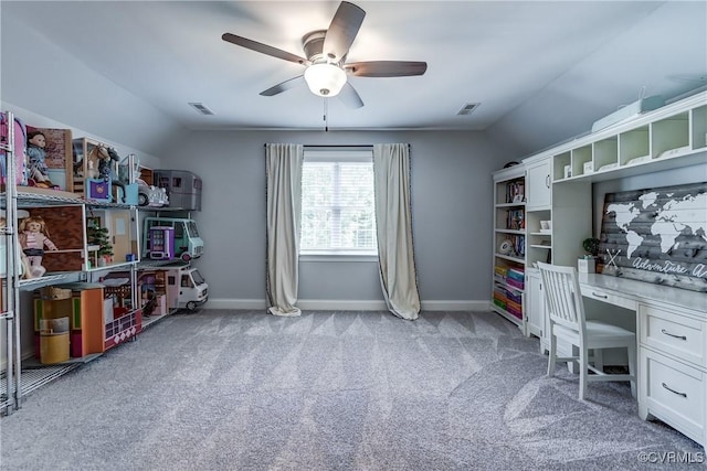 5025 Ellis Meadows Ct, Glen Allen, VA 23059 - carpeted office with lofted ceiling and a ceiling fan