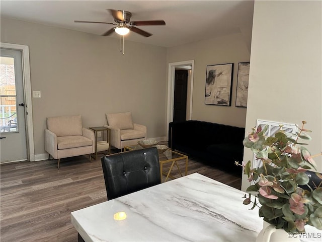1883 Fairfax St, Petersburg, VA 23805 - living room featuring a ceiling fan and wood finished floors