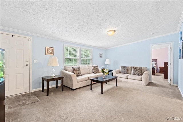 4627 Powhatan Lakes Rd Unit B, Powhatan, VA 23139 - living area with light colored carpet, crown molding, and a textured ceiling