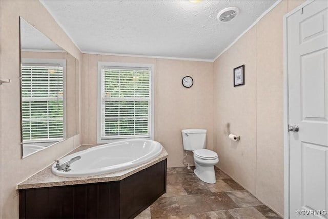 4627 Powhatan Lakes Rd Unit B, Powhatan, VA 23139 - full bath with a garden tub, a textured ceiling, ornamental molding, and stone finish flooring