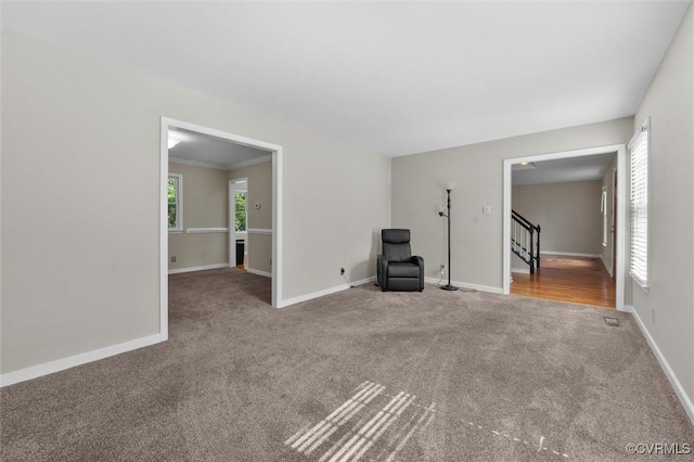 7906 Belmont Stakes Dr, Midlothian, VA 23112 - carpeted empty room featuring baseboards and stairway