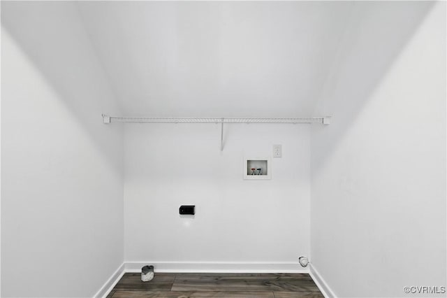 11918 Hazelnut Branch Ter, Midlothian, VA 23112 - washroom with electric dryer hookup, washer hookup, and dark wood-style flooring