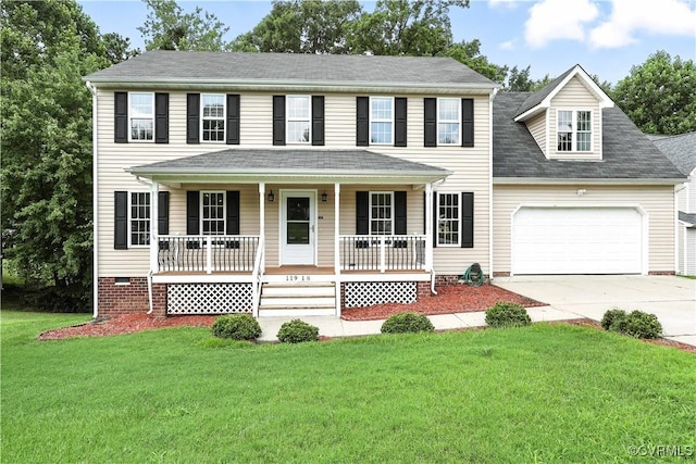 11918 Hazelnut Branch Ter, Midlothian, VA 23112 - colonial home with concrete driveway, an attached garage, covered porch, and a front lawn